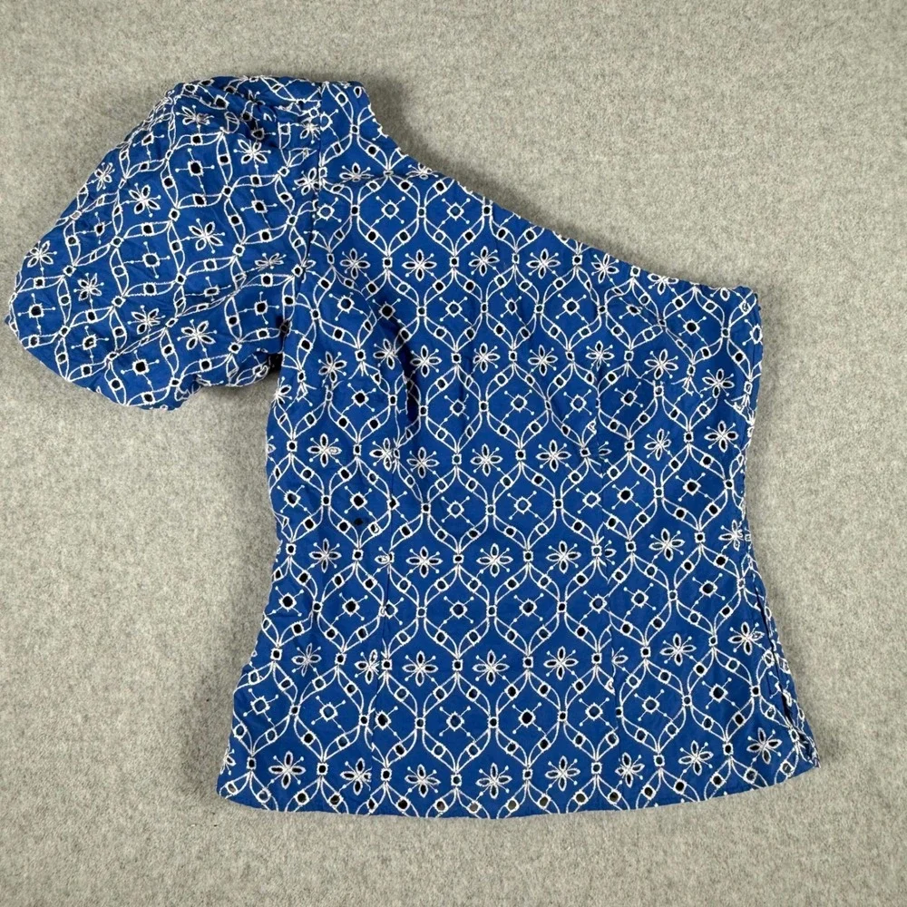 Lilly Pulitzer  Delilah One-Shoulder Eyelet Top Blue Grotto 🎉 $148 Size 2